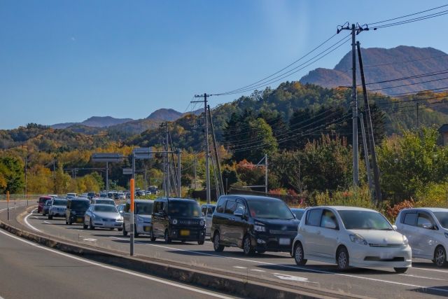 紅葉シーズン　渋滞