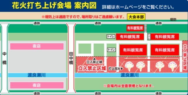 足利花火大会　会場マップ