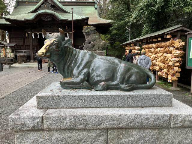 谷保天満宮 牛の像